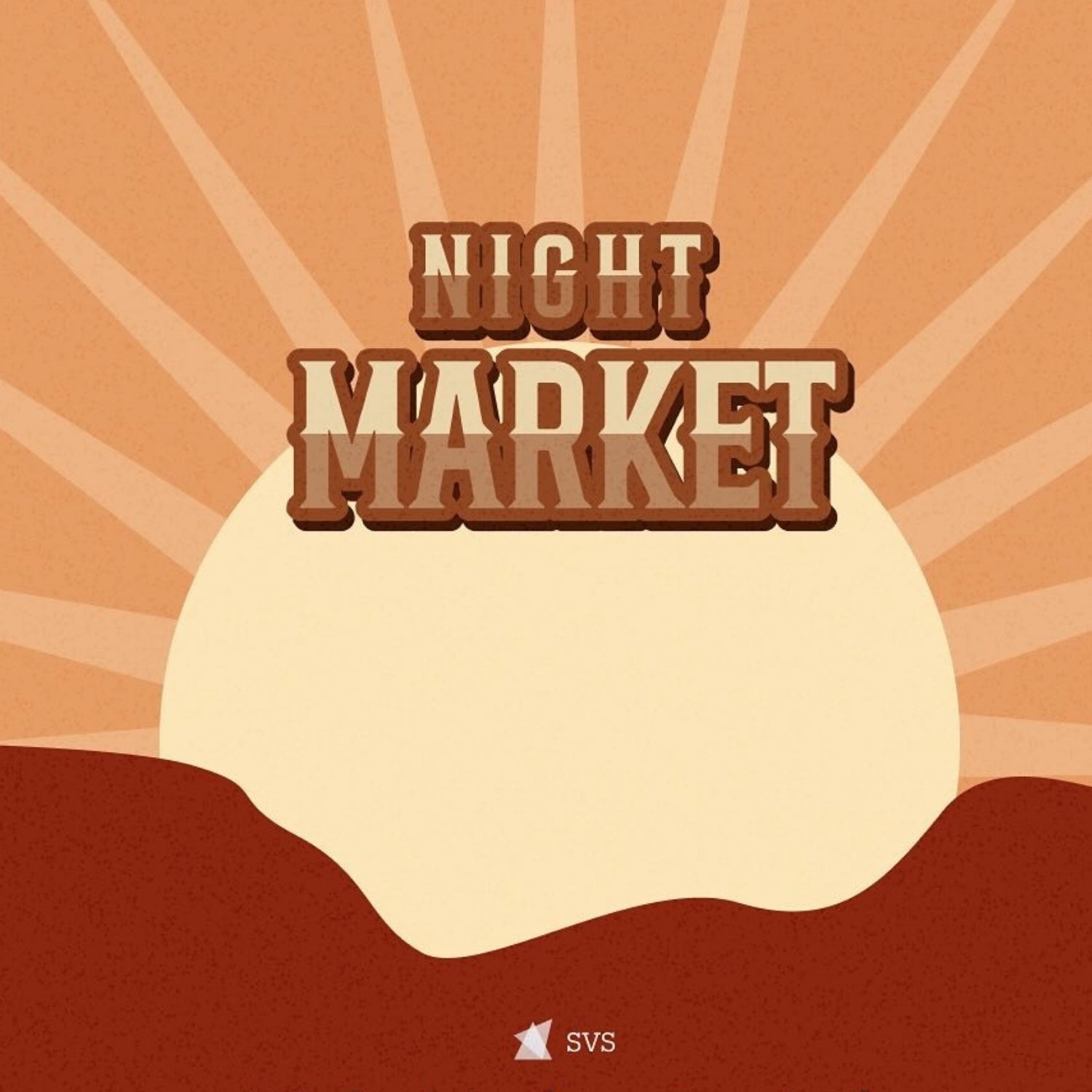 Partners Coffee NYU's Strategic Venture Society blog post. This image depicts a graphic of a sunset overlaid with the title text of "Night Market" for NYU's SVS event.
